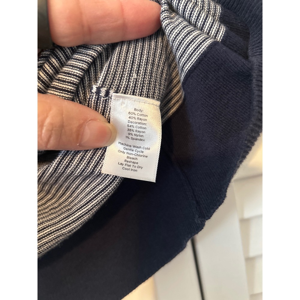 Talbots Striped Ruffle Front Button Cardigan XL N… - image 4